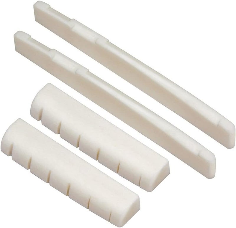 LinnWell 2 Sets 4pcs Guitar Accessories 6 String Acoustic Guitar Bone Bridge Saddle and Nut Made of Real Cow Bone for Acoustic Folk Guitar Guitar Accessories - Image 2